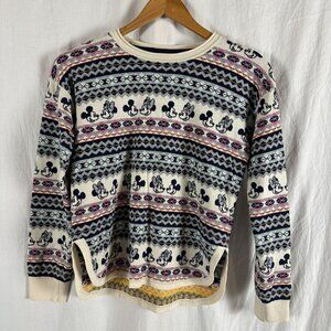 Disney Mickey & Minnie Mouse Fair Isle Sweater Gap Kids XXL 14-16 Cream & Navy C